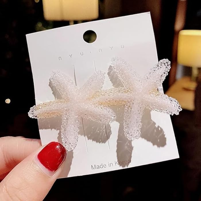 Acrylic Starfish Hairclip Hair Barrettes Pins For Women Girl Kid Duckbill Hair Clip Grips Accessories,2 pcs, Multicolour - Image 5